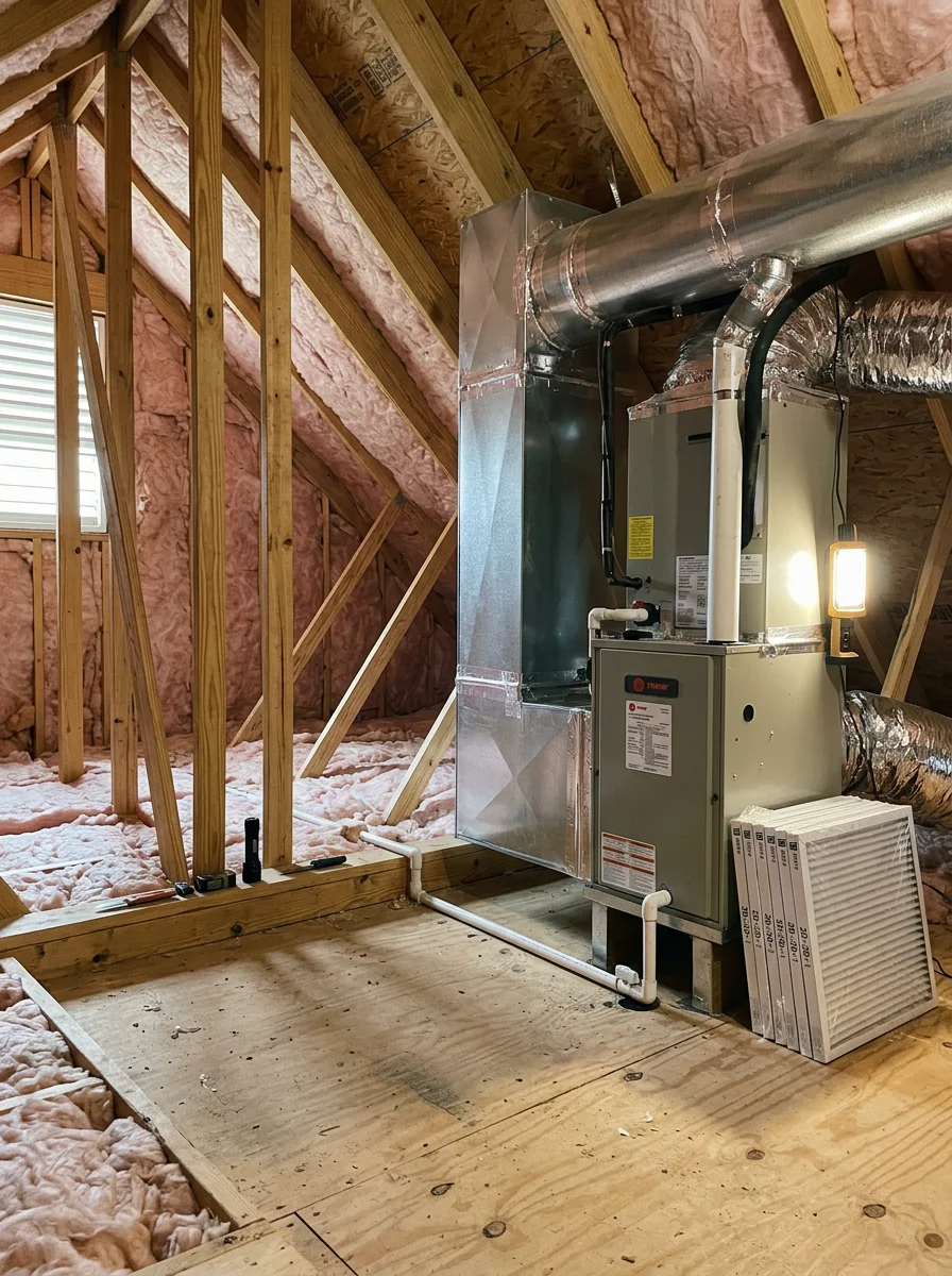 Indoor air handler and ductwork inspection in a newer Braselton, GA home